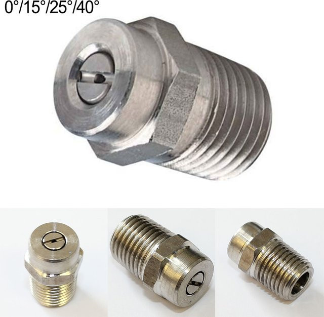 VIBRATITE Hochdruckreiniger Reinigungsdüse mit 1/4 Zoll Gewinde in Silber für verschiedene Spritzwinkel und Wasserstrahlgeschwindigkeiten - Bild 1