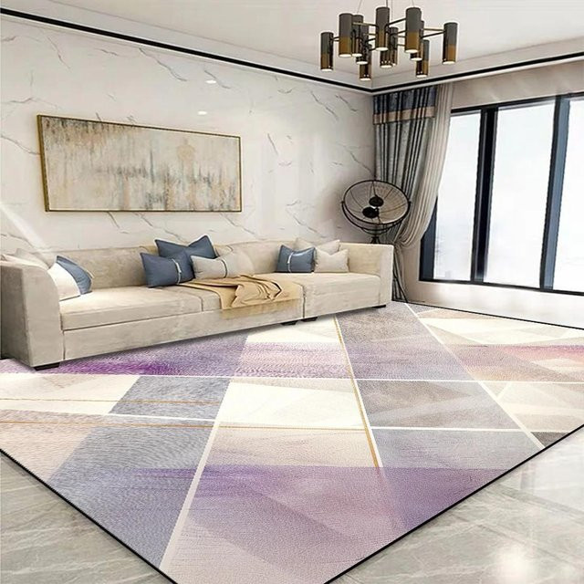 Moderner geometrischer Teppich Karpetti in Gold und Multicolour, weich und rutschfest für Wohnzimmer und Schlafzimmer, B/T: 180 x 280 cm - Bild 1