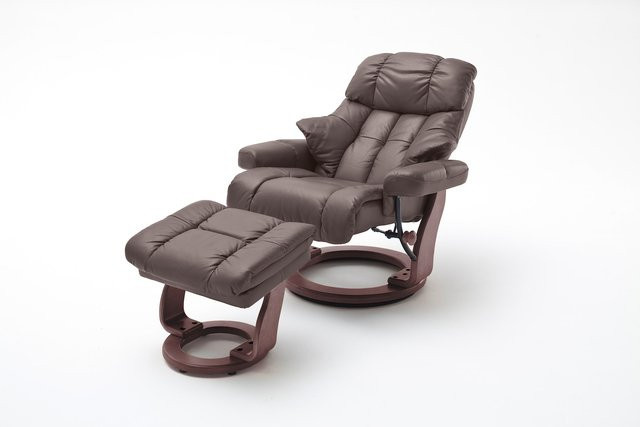 iNNoSeat by MCA CALGARY XXL Relaxer 180 mit Hocker aus Rindsleder in Braun Walnuss - Bild 1