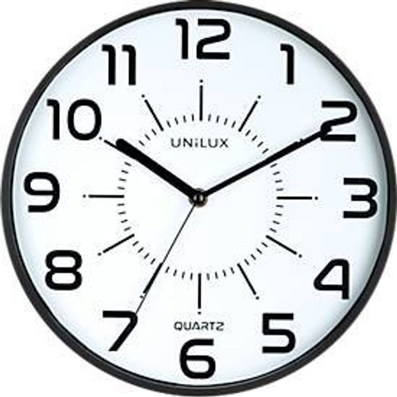 Unilux POP Wanduhr schwarz, Durchmesser: 30,5 cm, minimalistisches Design, geräuschloses Analog-Quarzuhrwerk aus Kunststoff - Bild 1