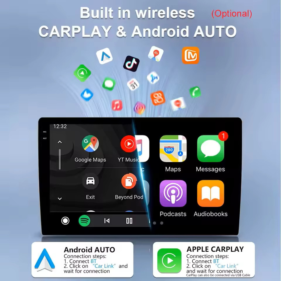 TIEYEZ Android 16 Autoradio für VW Volkswagen Golf 3 mit Carplay, GPS, WIFI und 4G Navigation, Schwarz - Bild 5