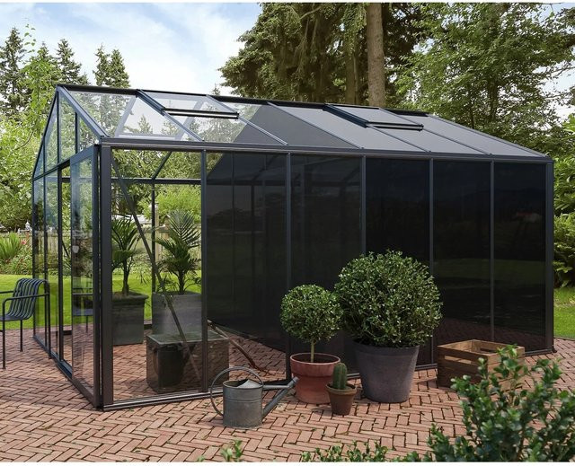 Bloomcabin Gewächshaus Klassik GHCLS12 in Schwarz mit integriertem Stauraum, Sicherheitsglas und Aluminiumrahmen - Bild 1