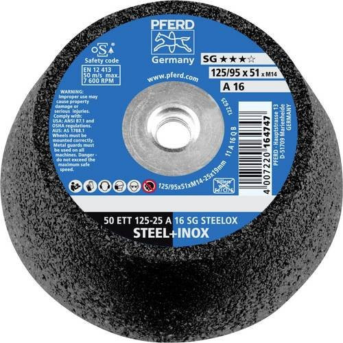 PFERD Schleiftopf SG STEELOX ETT 125-25A M14 für Stahl und Edelstahl, 2 Stück - Bild 1