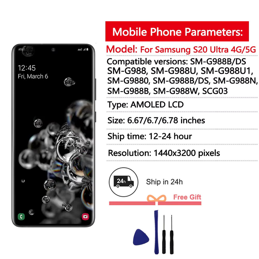 Samsung Galaxy S20 Ultra 5G AMOLED LCD Display mit Touch Screen Ersatz in Schwarz - Bild 2