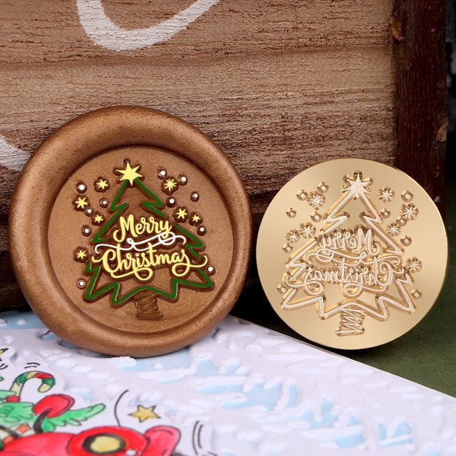 Wachssiegelstempel aus Messing und Holz für Weihnachtskarten, Hochzeitseinladungen und Dekoration - Bild 1