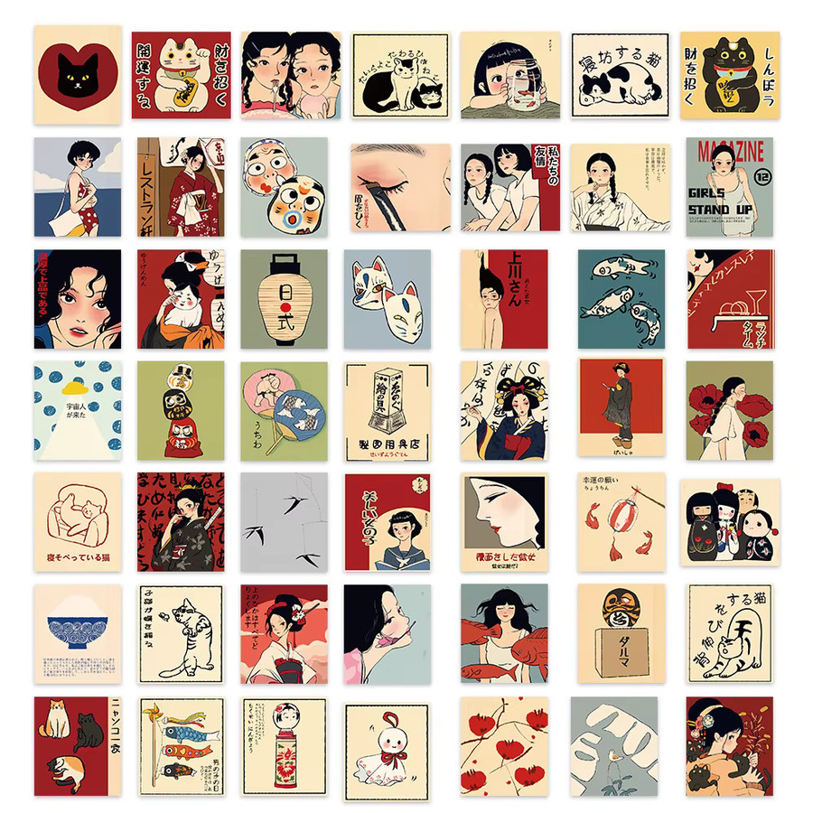 Charile Retro Japanischer Stil Cartoon Aufkleber, Multicolor, 10-teiliges Set - Bild 4