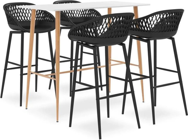 vidaXL 5-tlg. Bar-Set Modell 7 in Weiß und Schwarz mit Tisch und Stühlen für den Garten - Bild 1