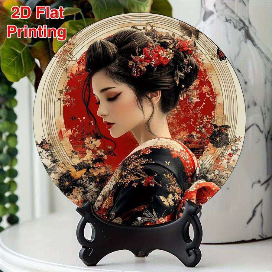 Rundes Metall-Wandschild Geisha im japanischen Stil von Hello Young, Multicolour, Durchmesser: 20 cm - Bild 3