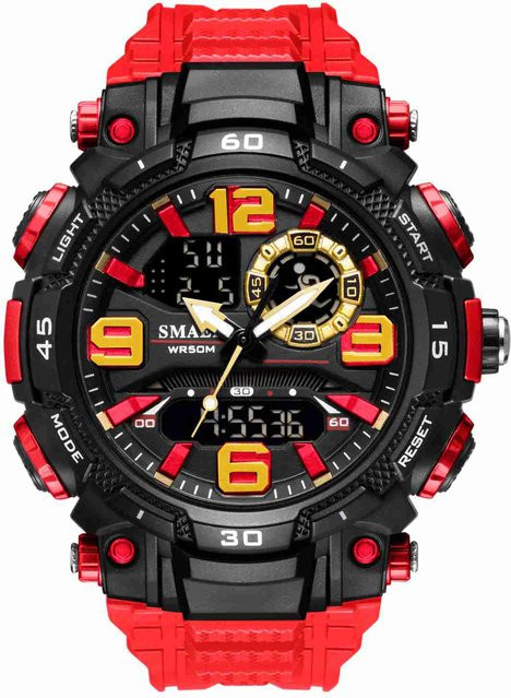 SMAEL Armbanduhr, Digitaluhr, Quarz, Kunststoff, rot, Herren - Bild 1