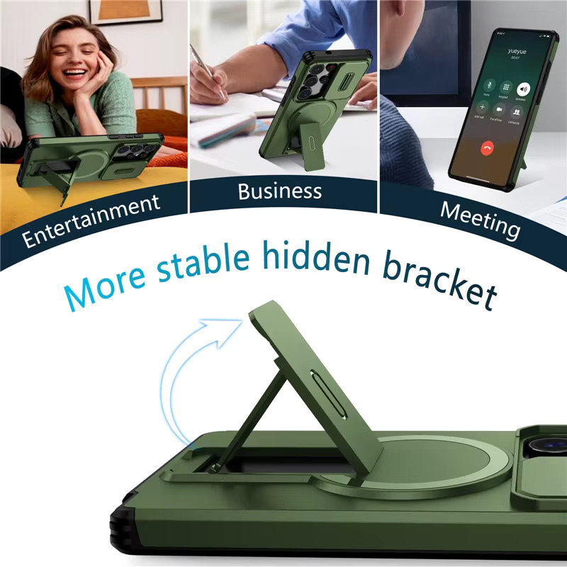 Magnetische Armor-Hülle mit Halterung für Samsung Galaxy S26 S25 S24 S23 Ultra sowie A15 A25 A35 A55 A16 A26 A35 A56 A17 A37 A57 in Blau und Grün mit MagSafe Kompatibilität - Bild 3