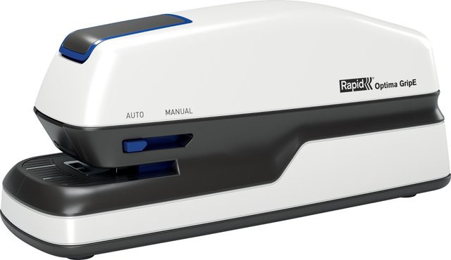 Rapid Elektrisches Heftgerät Optima GripE in Weiß/Grau/Blau mit 20 Blatt Heftleistung und 26 mm Einlegetiefe - Bild 1