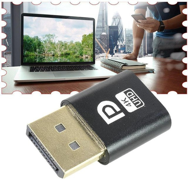 4K Dummy-Stecker DisplayPort Virtueller Display-Adapter EDID Headless-Emulator Ghost-Stecker für PC in Schwarz - Bild 1