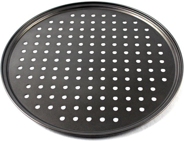 Perforierte Pizzapfanne CosyHome mit Antihaftbeschichtung aus Carbonstahl, Schwarz, Durchmesser: 26 cm - Bild 1