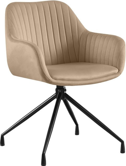 CLP Esszimmerstuhl Welby drehbar mit Armlehnen, gepolsterter Sessel in Beige mit Metallgestell, 180 Grad schwenkbar, bis 150 kg belastbar - Bild 1