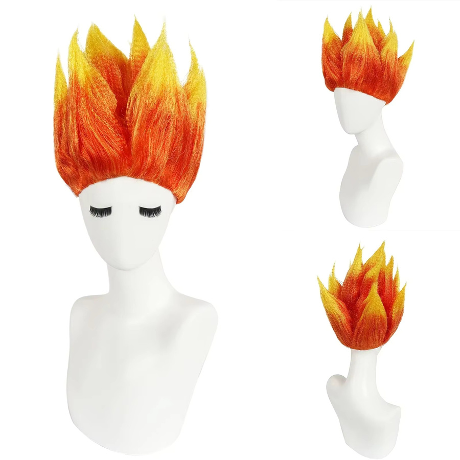 WHIMSICAL W Anime Super Saiya Perücke, Orange Flamme Kopfspitze - Bild 2