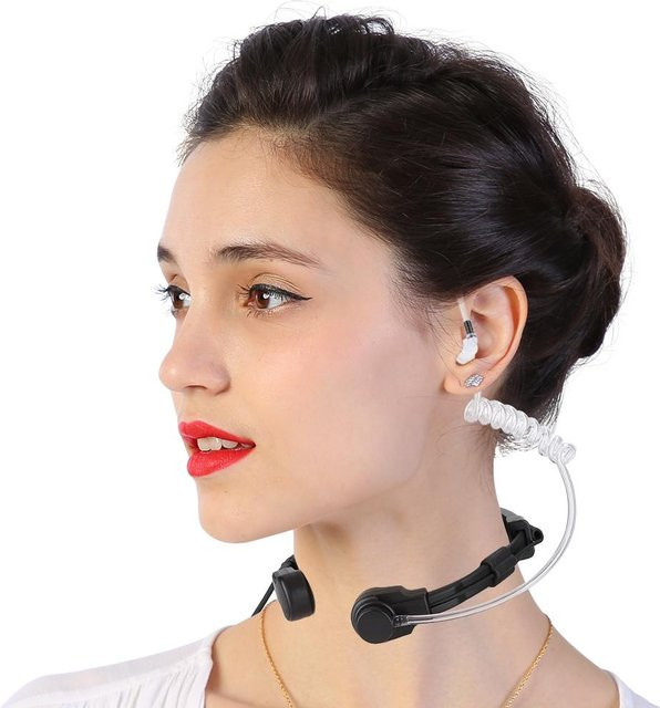 9RPLUS Einziehbares Kehlkopfmikrofon-Headset in Schwarz und Transparent für UV 9R BF 9700 BF A58 Walkie Talkie mit In-Ear Kopfhörer - Bild 1