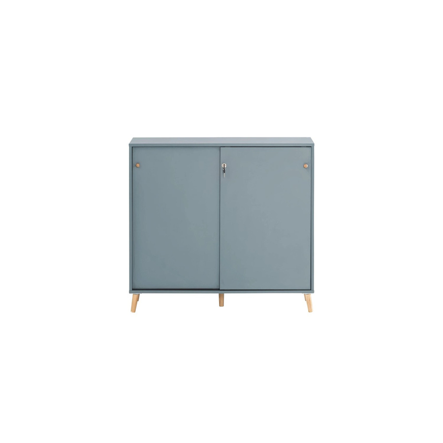 PROREGAL Aktenschrank Jaguar Large in Blau mit 2 abschließbaren Schiebetüren und 2 Fächern, H x B x T: 92,6 x 100 x 41 cm - Bild 2