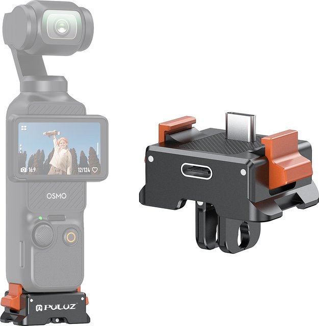 PULUZ Typ-C-Ladestation mit Schnellverschluss-Montageadapterbasis für DJI Osmo Pocket 3 in Schwarz - Bild 1