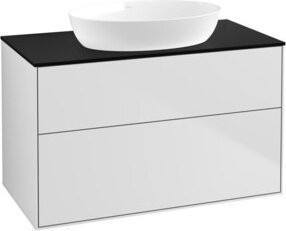V&B Waschtischunterschrank Finion mit Wandbeleuchtung in Weiß lackiert, B: 100 cm, T: 50,1 cm - Bild 1