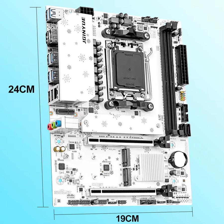 JGINYUE B850M Snow Dream WIFI Motherboard in Weiß, M-ATX Mainboard mit DDR5, AMD850 Chipsatz und Wi-Fi - Bild 4