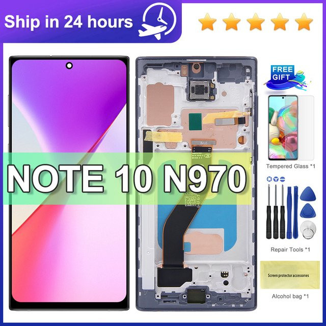 Samsung Note 10 N970 N970F LCD Display mit Touch Screen Digitizer und Rahmen in Schwarz (TFT Qualität) - Bild 1