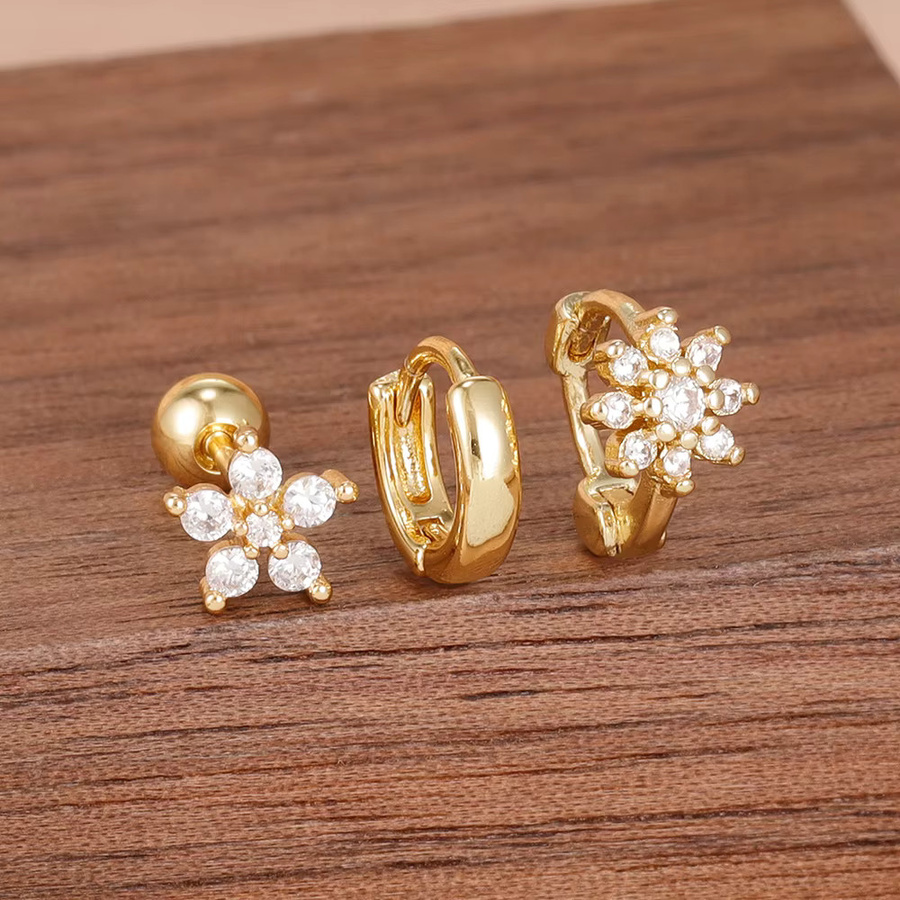 Maodane Ohrstecker-Set, Edelstahl, Zirkonia, Gold, Damen - Bild 3