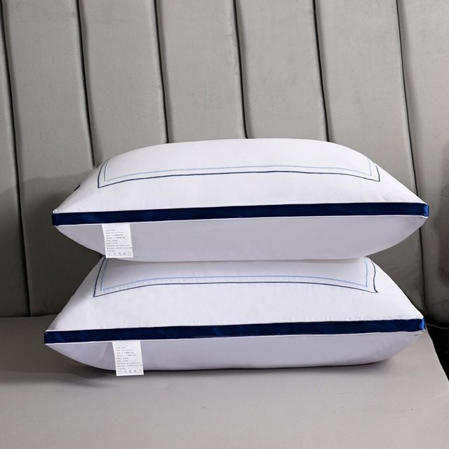 Atmungsaktives Luxuskissen für Seitenschläfer, Bauchschläfer und Rückenschläfer in Blau und Weiß, B/T/H: 74 x 48 x 1 cm - Bild 1