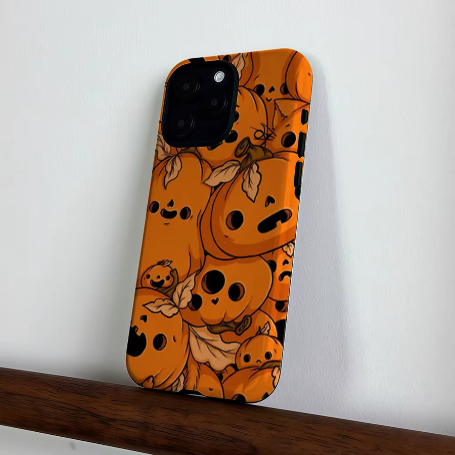 CaseLumi Matte Bumper Schutzhülle mit MagSafe für iPhone 17 16 15 14 13 Pro Max Pumpkin Pals in Orange - Bild 3