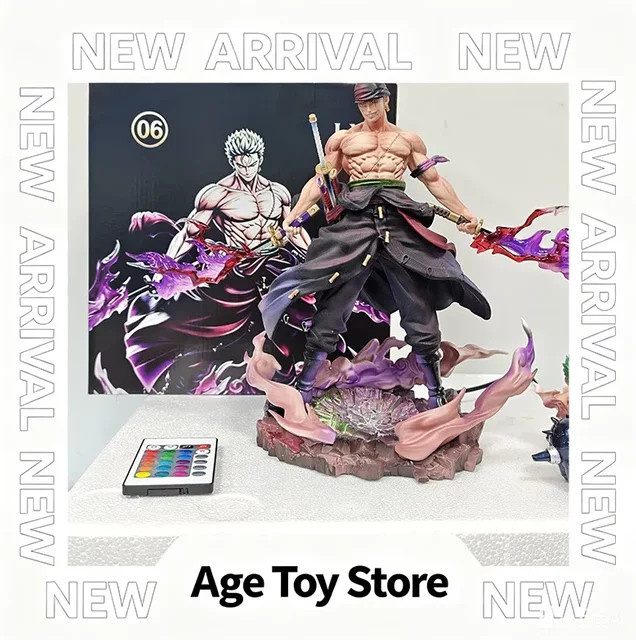 Bandai One Piece Roronoa Zoro Anime-Figur, PVC-Statue, 28 cm, LED, austauschbarer Kopf - Bild 1