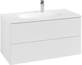 V&B Antao Waschtischunterschrank mit Auszugsbeleuchtung in Weiß, B/T/H: 98,8 x 50,4 x 49,6 cm - Bild 1