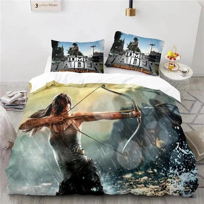 Tomb Raider Bettwäscheset mit Bettdecke und Kissenbezug im 3D-Druck Design für dein Kinderzimmer, B/T: 133 x 70 cm - Bild 1