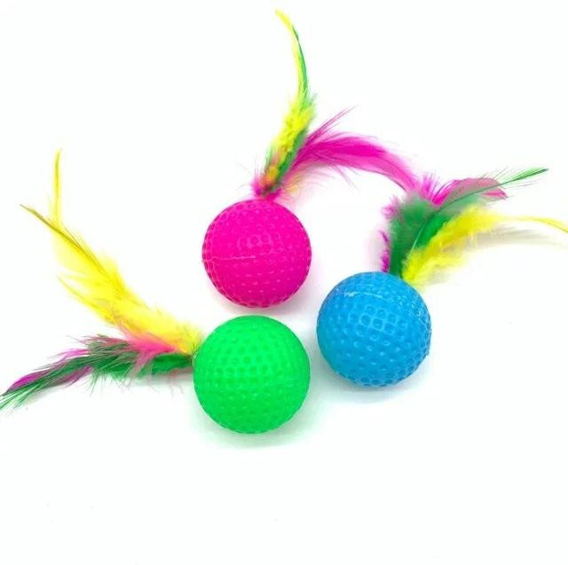 BC Pet Supplies Lustige Kunststoff Golf Ball mit Feder Katze Spielzeug, 10-teiliges Set - Bild 1