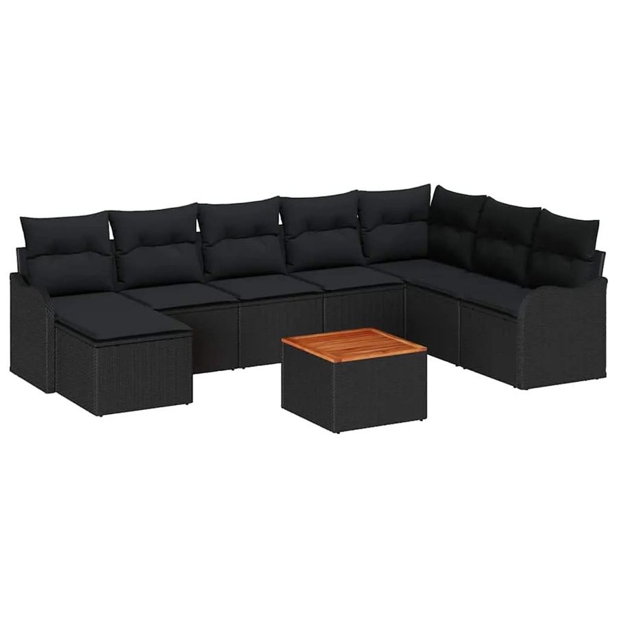 vidaXL Garten-Sofa-Set 9-teilig aus Poly Rattan in Schwarz - Bild 2