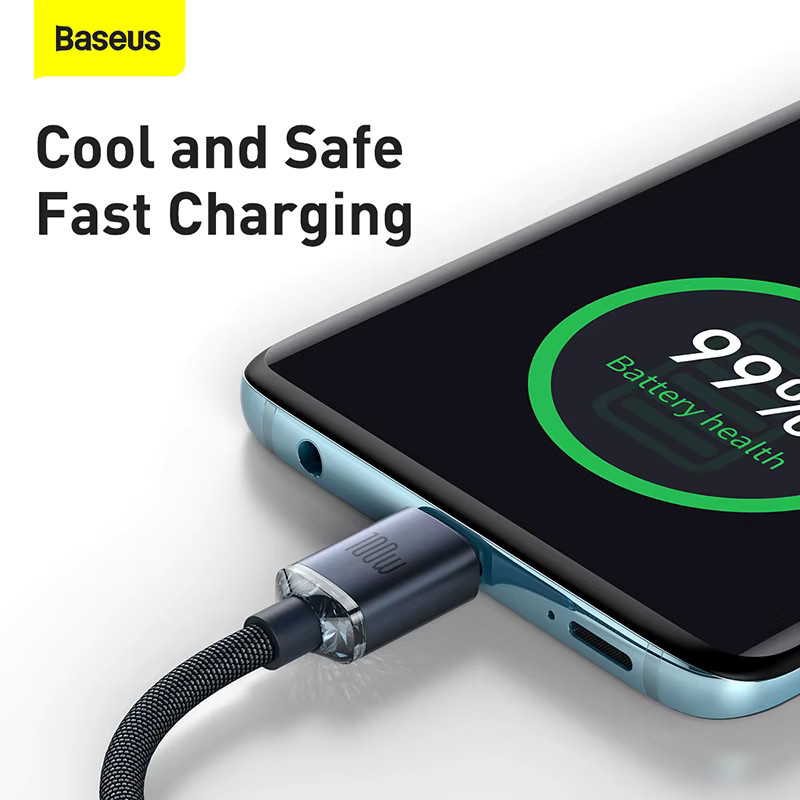 Baseus USB-C auf USB-C Kabel 100 W Schnellladegerät in Schwarz für iPhone 15 16, MacBook, Samsung und Xiaomi - Bild 5