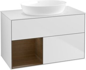 V&B Waschtischunterschrank Finion 100 in Weiß lackiert mit Regalfach Breite: 100 cm, Tiefe: 50,1 cm, Höhe: 50,1 cm - Bild 1
