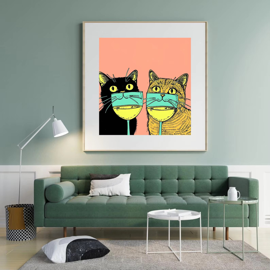 SHENCHEN Retro Cocktail Wandkunst Poster Schwarze Katze - Bild 2