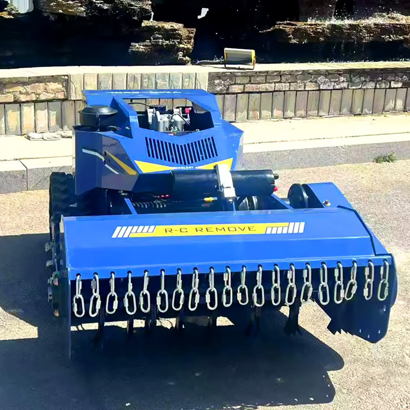 AIWEIYA Fernbedienungs-Rasenmäher Roboter mit Gummi-Tracks für Benzin- und Dieselmotoren in Blau - Bild 5