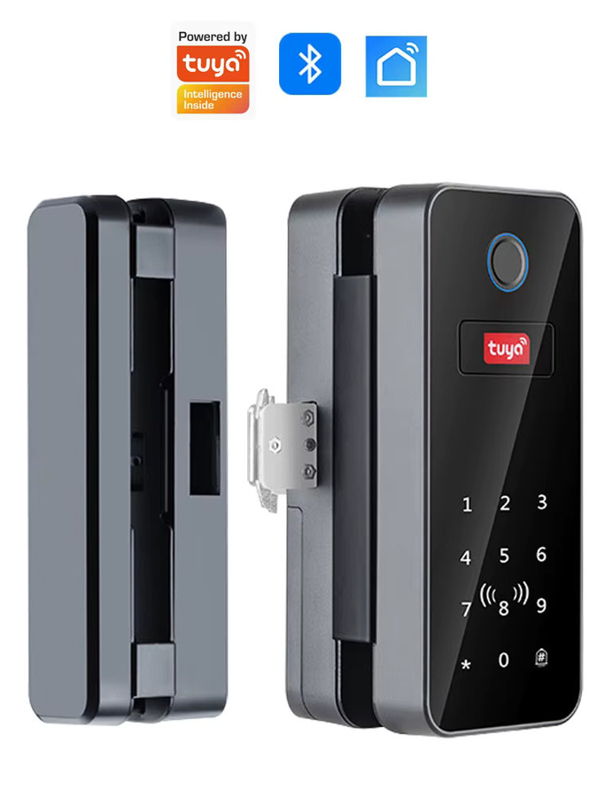 LUCKING DOOR Biometrisches Glastür-Fingerabdruckschloss in Schwarz mit Tuya App-Unterstützung, Bluetooth, IC RFID und Fernbedienung zur Entriegelung - Bild 6