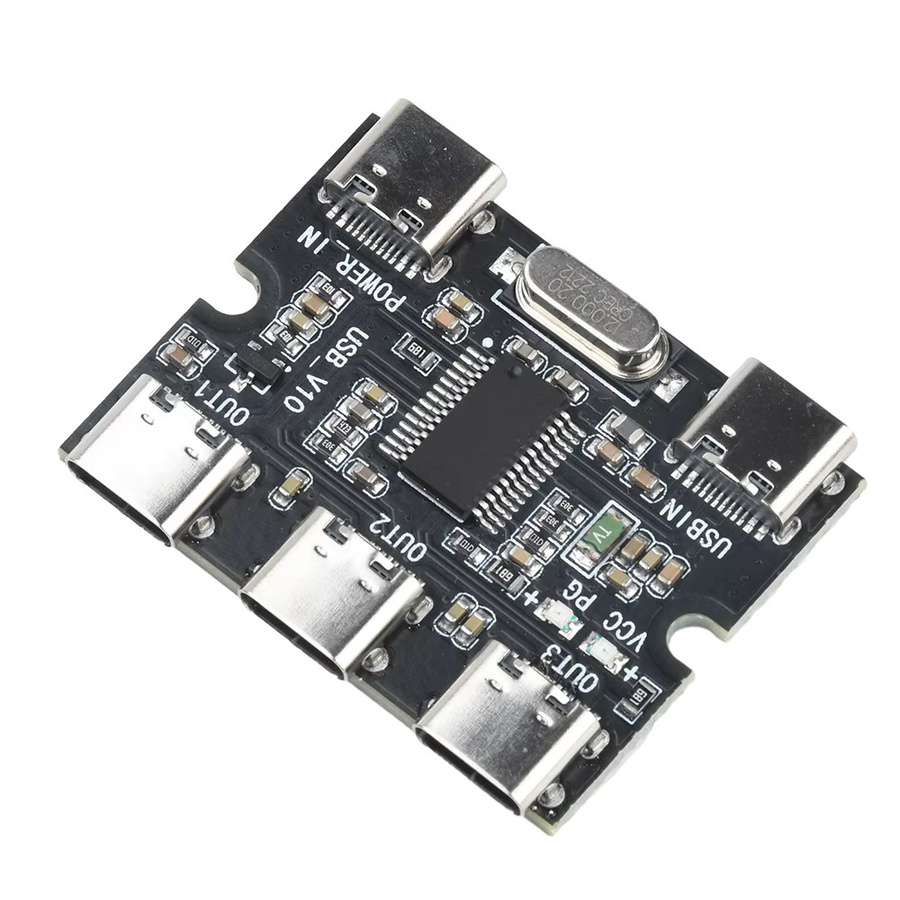 diymore USB-Erweiterungsplatine Hub 1 auf 3 Out mit USB-C und DC5V Stromschnittstelle, Schwarz - Bild 3