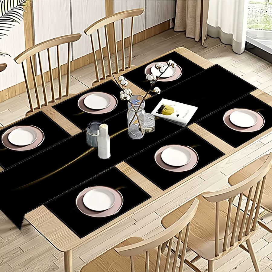 VIKAMA 5/7-teiliges Luxus-Tischset und Tischfahnen-Set aus Leinen für Restaurant und Café - Bild 2