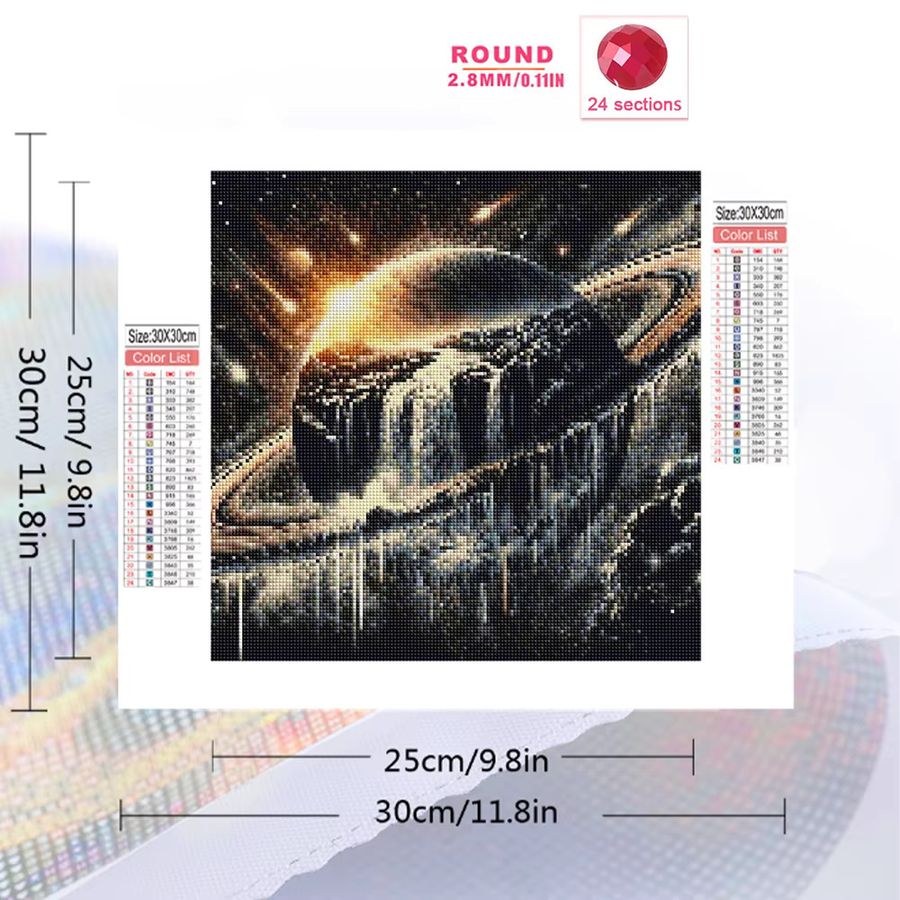 Momoart Diamantmalerei Wasserfall Landschaft Mosaik Planet Bild DIY Strass Stickerei Sonnenuntergang - Bild 2