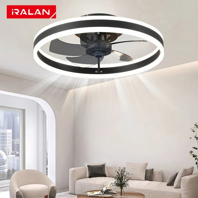 IRALAN Deckenventilator Rund mit LED-Beleuchtung, Schwarz, Durchmesser: 50 cm - Bild 1