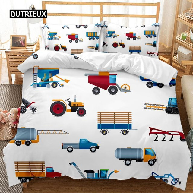 Binchi Outdoor Product Bettwäscheset für Kinder mit Baustellenfahrzeug-Motiv, 3-teilig, Mehrfarbig, B/T/H: 140 x 200 cm - Bild 1