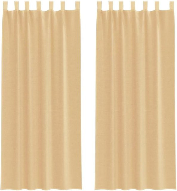 vidaXL Voile Vorhänge mit Stangentaschen, 2er-Set, Sand, B: 140 cm, H: 260 cm - Bild 1