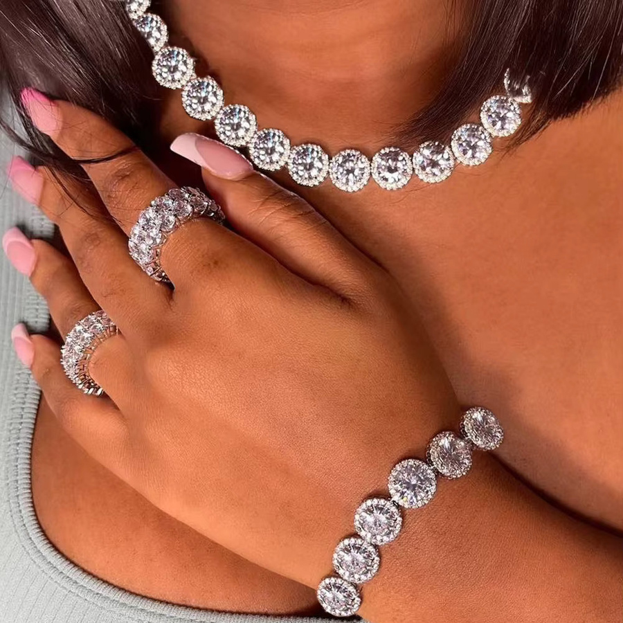 Halskette Damen, Silber, Kristall, Cuban Link Kette - Bild 1