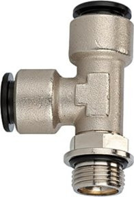 Riegler T-Steckverschraubung click-clock drehbar Messing Silber G 1/4 Außen Anschluss Ø 6 mm - Bild 1