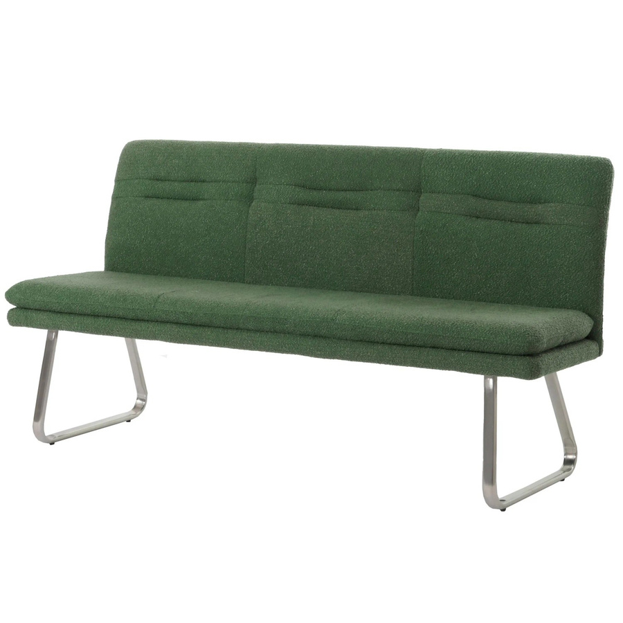 BERLINLODGE Sitzbank Modern in Grün mit Bouclé-Stoff und gebürstetem Edelstahl, B/T/H: 180 x 93 x 58 cm, Sitzhöhe: 51 cm - Bild 2