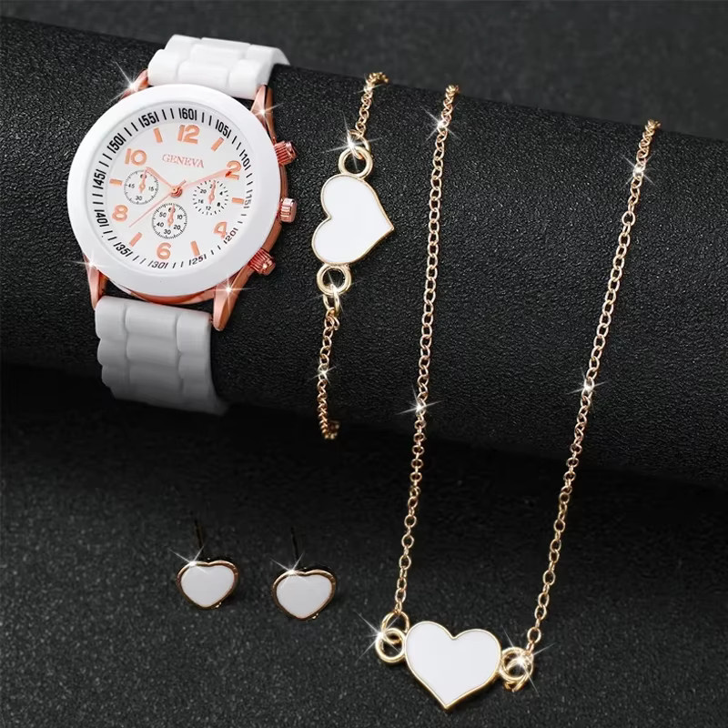 DEYROS Schmuck-Set, Armbanduhr, Quarz, Silikon, Schwarz, Damen - Bild 2