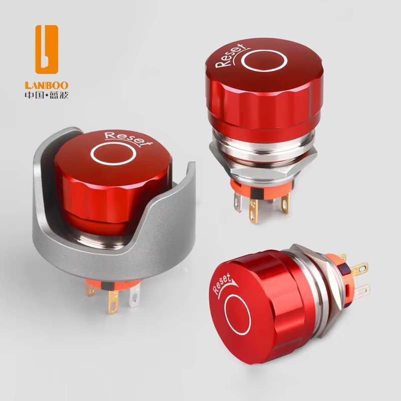 LANBOO Not-Aus-Schalter Typ Pilz aus Edelstahl und Metall in Silber und Rot mit 19 mm Durchmesser - Bild 2
