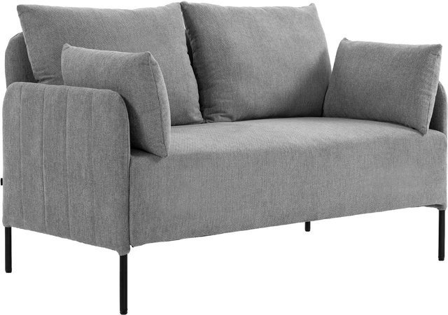 CLP 2-Sitzer Couch in Grau mit Kissen, gepolstertes Sofa für das Wohnzimmer - Bild 1